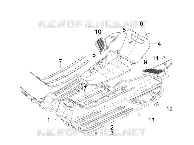 Central cover - Footrests VESPA VESPA-SCOOTER 50 LX 2013  LX 2T E2 Touring (30Km/h)