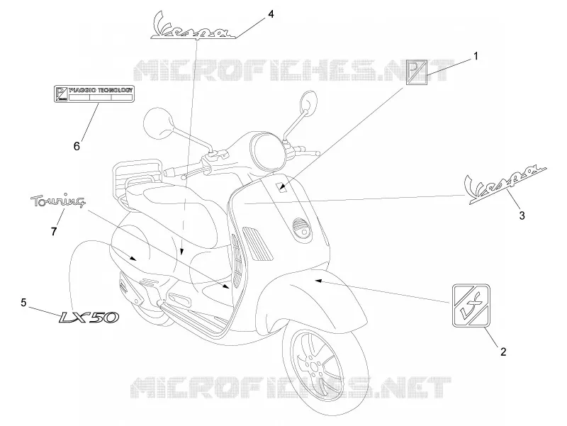 Plates - Emblems VESPA VESPA-SCOOTER 50 LX 2011  LX 2T E2 Touring (30Km/h)