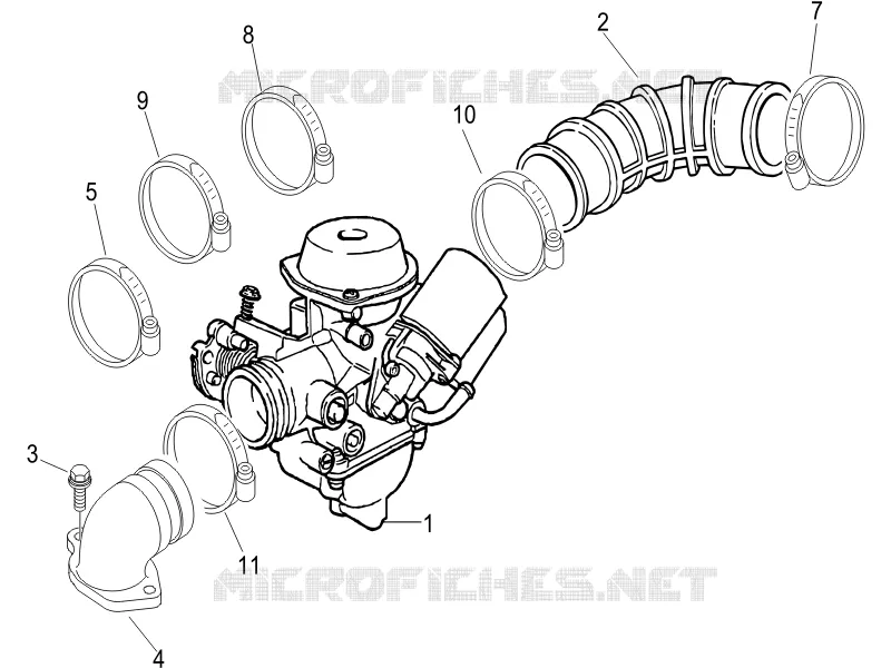 Carburettor, assembly - Union pipe VESPA VESPA-SCOOTER 50 LX 2005  LX 4T