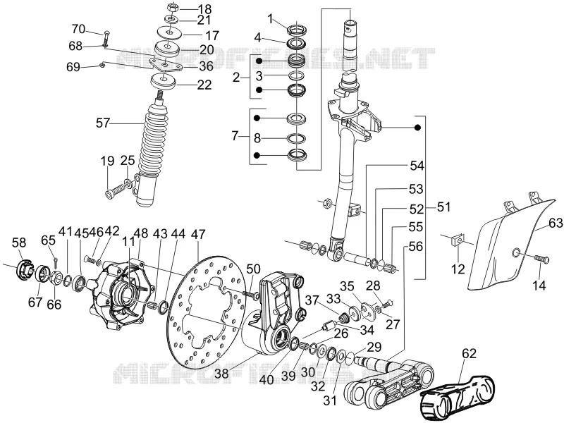 Fork/steering tube - Steering bearing unit VESPA VESPA-SCOOTER 50 LX 2006  LX 4T