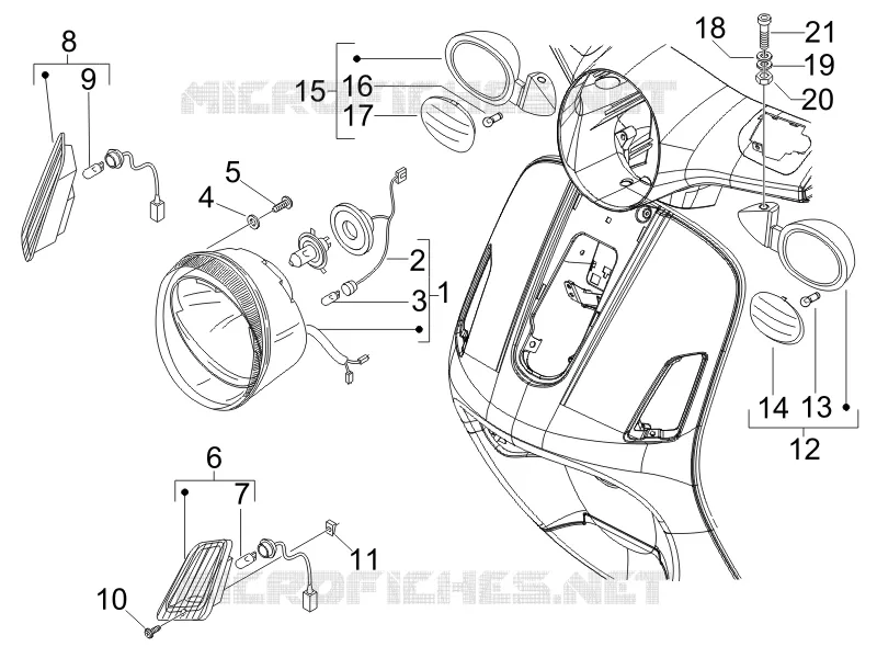 Front headlamps - Turn signal lamps VESPA VESPA-SCOOTER 50 LX 2007  LX 4T