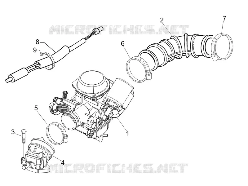 Carburettor, assembly - Union pipe VESPA VESPA-SCOOTER 50 LX 2011  LX 4T-2V 25Km/h