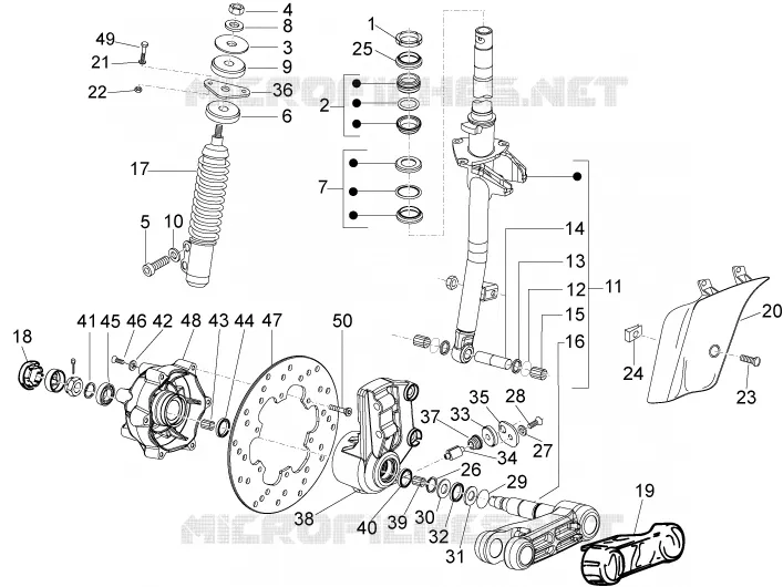 Fork/steering tube - Steering bearing unit VESPA VESPA-SCOOTER 50 LX 2011  LX 4T 2V 25 Km/h Touring
