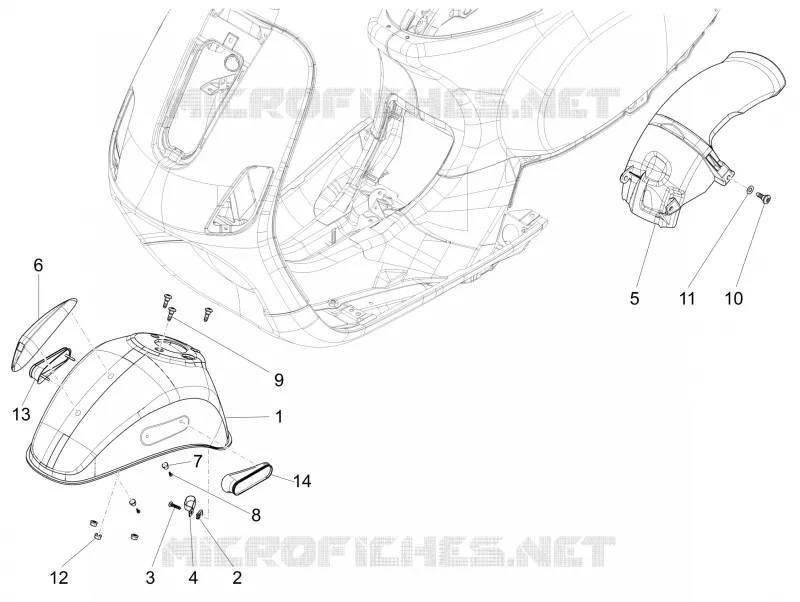 Wheel huosing - Mudguard VESPA VESPA-SCOOTER 50 LX 2011  LX 4T-4V
