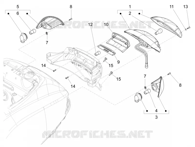 Rear headlamps - Turn signal lamps VESPA VESPA-SCOOTER 125 LXV 2016  LXV 4T 3V E3
