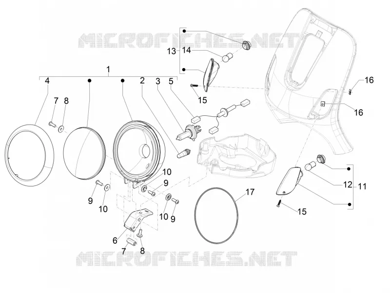 Front headlamps - Turn signal lamps VESPA VESPA-SCOOTER 150 LXV 2016  LXV 4T 3V E3