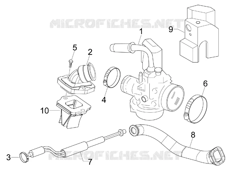 Carburettor, assembly - Union pipe VESPA VESPA-SCOOTER 50 LXV 2006  LXV 2T