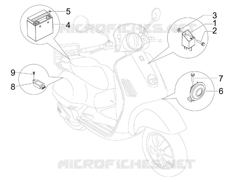 Remote control switches - Battery - Horn VESPA VESPA-SCOOTER 50 LXV 2008  LXV 2T Navy
