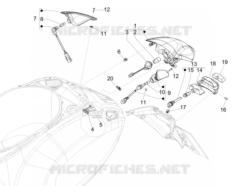 Rear headlamps - Turn signal lamps VESPA VESPA-SCOOTER 150 PRIMAVERA 2013  4T 3V ie Primavera