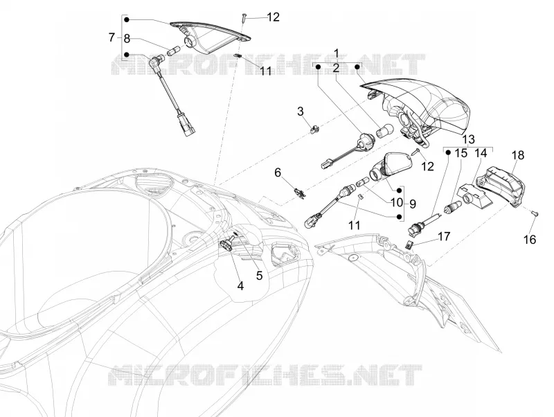 Rear headlamps - Turn signal lamps VESPA VESPA-SCOOTER 150 PRIMAVERA 2016  4T 3V ie Primavera