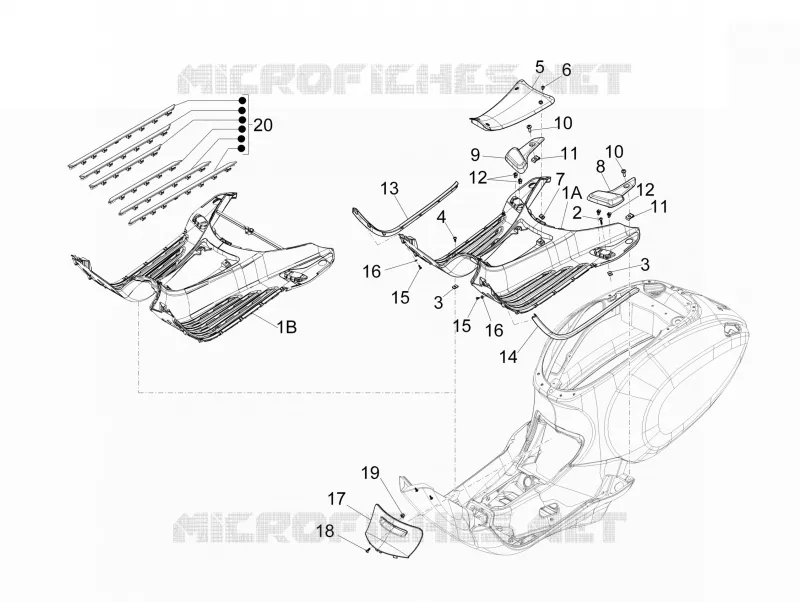 Central cover - Footrests VESPA VESPA-SCOOTER 50 PRIMAVERA 2014  Primavera 4T-2V 25 km/h