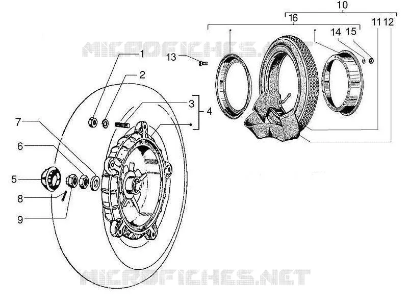 Rear wheel VESPA VESPA-SCOOTER 125 PX 2008  PX 30 Anni