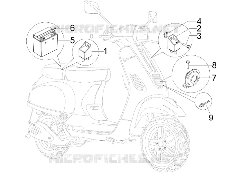 Remote control switches - Battery - Horn VESPA VESPA-SCOOTER 125 S 2008  S 4T E3