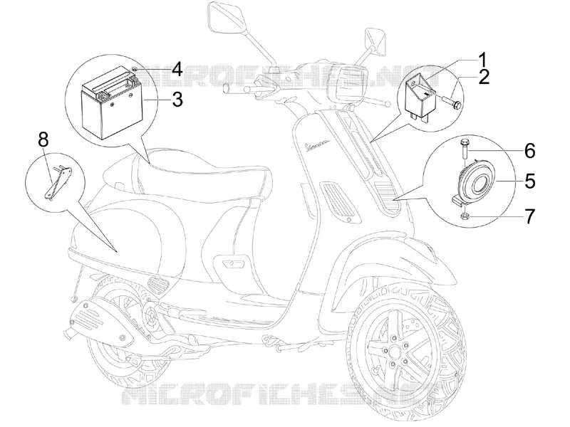 Remote control switches - Battery - Horn VESPA VESPA-SCOOTER 50 S 2007  S 2T College