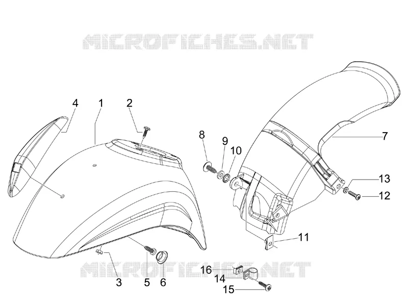 Wheel huosing - Mudguard VESPA VESPA-SCOOTER 50 S 2008  S 2T College