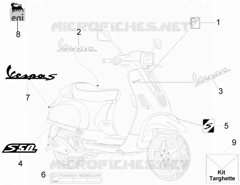 Plates - Emblems VESPA VESPA-SCOOTER 50 S 2011  S 4T 2V 25 Km/h