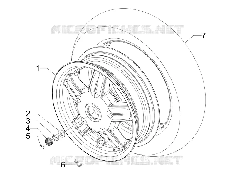 Rear wheel VESPA VESPA-SCOOTER 50 S 2010  S 4T 4V College