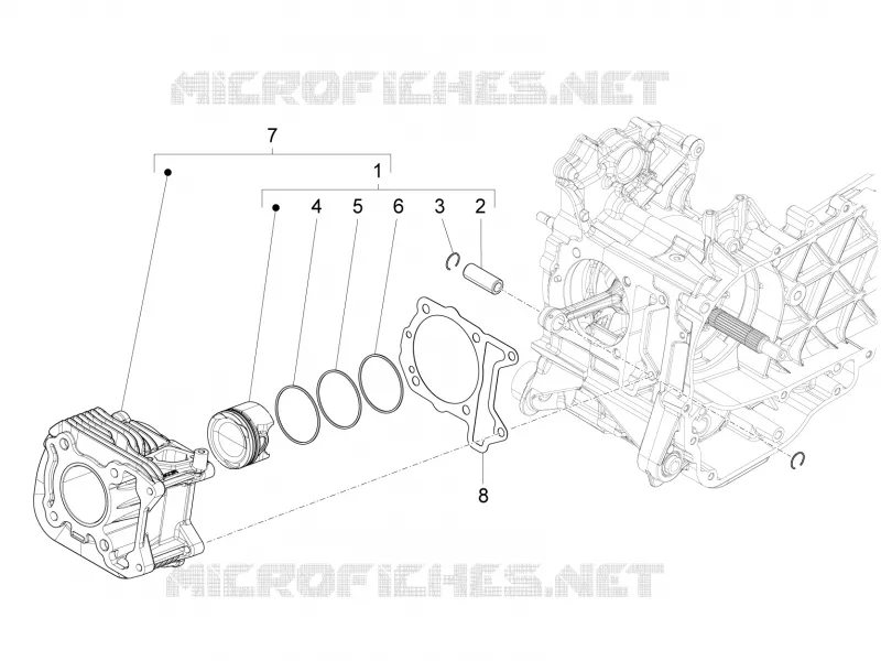 Cylinder-piston-wrist pin unit VESPA VESPA-SCOOTER 125 SPRINT 2015  Sprint 4T 3V ie