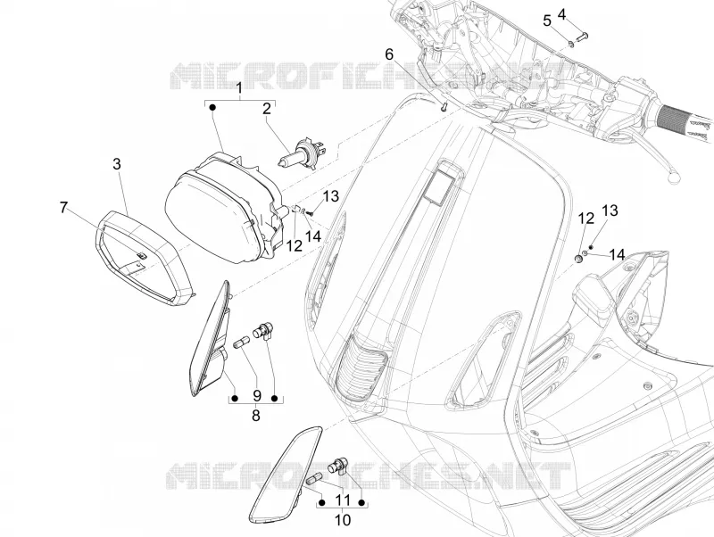 Front headlamps - Turn signal lamps VESPA VESPA-SCOOTER 125 SPRINT 2014  Sprint 4T 3V ie