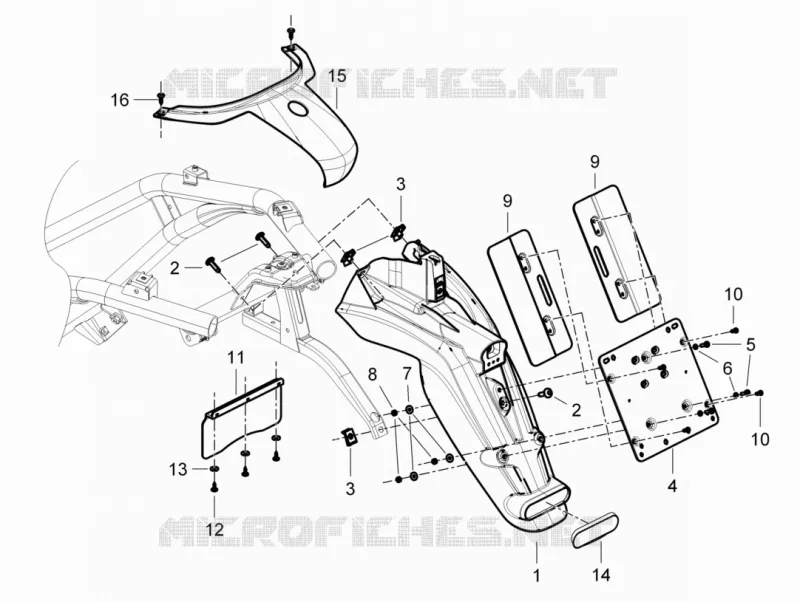 Rear cover - Splash guard PIAGGIO PIAGGIO-SCOOTER 125 BEVERLY 2011  Beverly RST 4T 4V ie E3