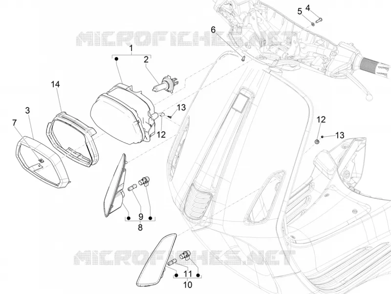 Front headlamps - Turn signal lamps VESPA VESPA-SCOOTER 50 SPRINT 2017  Sprint 4T 2V 25 km/h