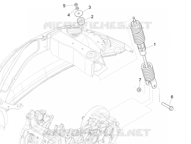 Rear suspension - Shock absorber/s VESPA VESPA-SCOOTER 50 SPRINT 2014  Sprint 4T 2V 25 km/h