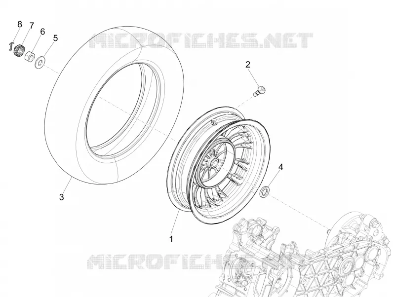 Rear wheel VESPA VESPA-SCOOTER 50 SPRINT 2015  Sprint 4T 2V 25 km/h