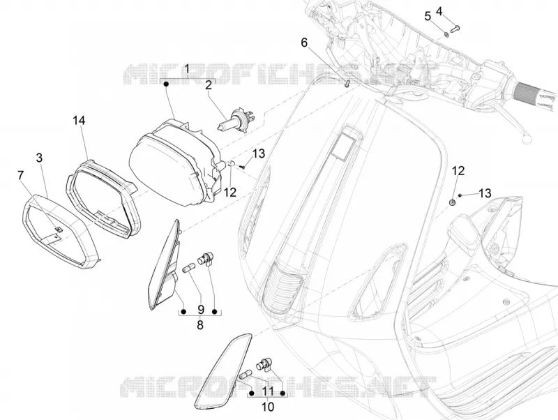 Front headlamps - Turn signal lamps VESPA VESPA-SCOOTER 50 SPRINT 2016  Sprint 4T 4V