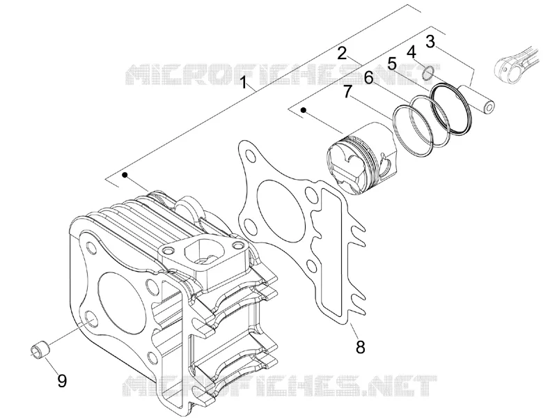 Cylinder-piston-wrist pin unit VESPA VESPA-SCOOTER 50 SPRINT 2017  Sprint 4T 4V