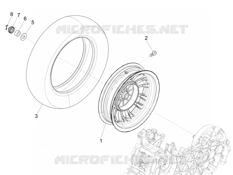 Rear wheel VESPA VESPA-SCOOTER 50 SPRINT 2015  Sprint 4T 4V