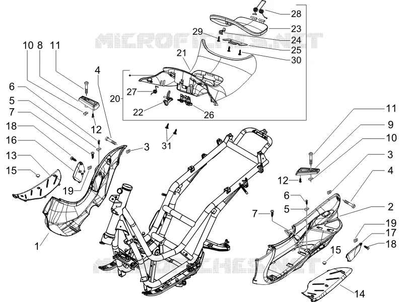Central cover - Footrests PIAGGIO PIAGGIO-SCOOTER 250 BEVERLY 2006  Beverly ie Sport E3