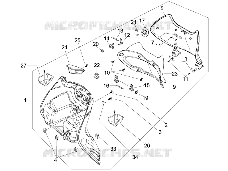 Front glove-box - Knee-guard panel PIAGGIO PIAGGIO-SCOOTER 250 BEVERLY 2008  Beverly Tourer E3