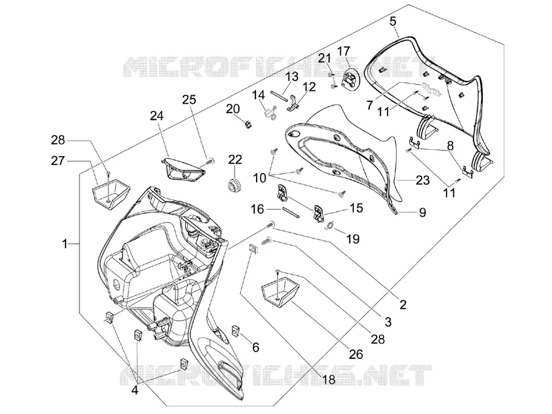 Front glove-box - Knee-guard panel PIAGGIO PIAGGIO-SCOOTER 300 BV 2009  BV ie Tourer
