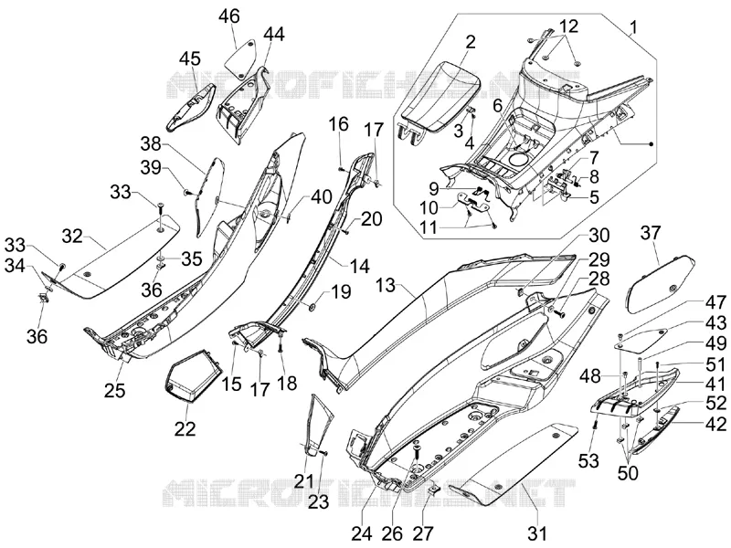 Central cover - Footrests PIAGGIO PIAGGIO-SCOOTER 500 MP3 2008  MP3 500