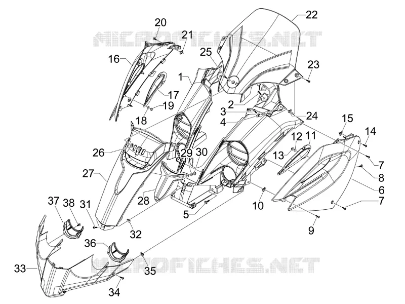 Front shield PIAGGIO PIAGGIO-SCOOTER 500 MP3 2007  MP3 500