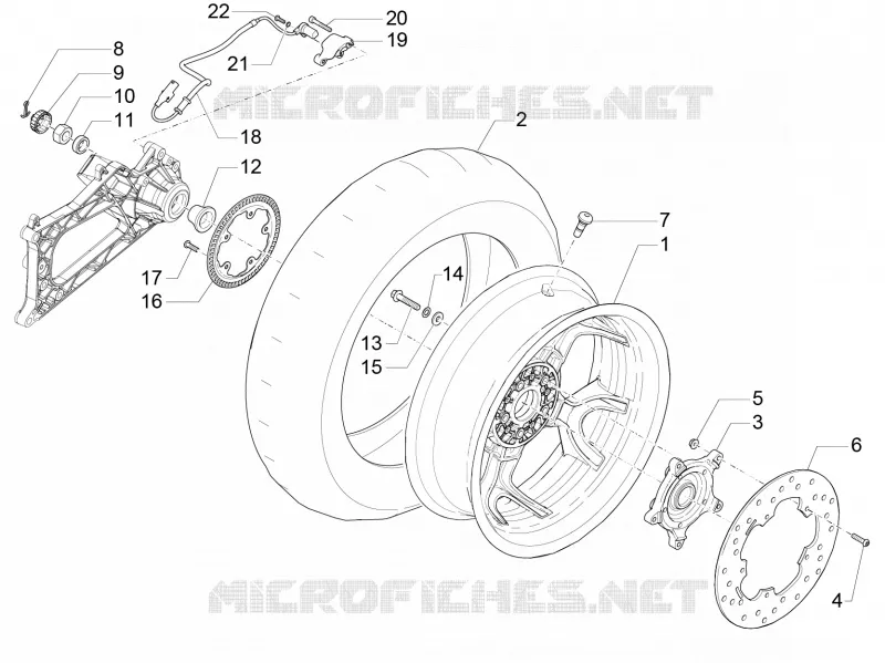 Rear wheel PIAGGIO PIAGGIO-SCOOTER 500 MP3 2014  MP3 500 Sport