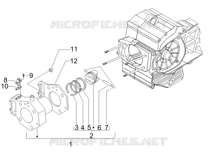 Cylinder-piston-wrist pin unit PIAGGIO PIAGGIO-SCOOTER 500 MP3 2011  MP3 500 Sport