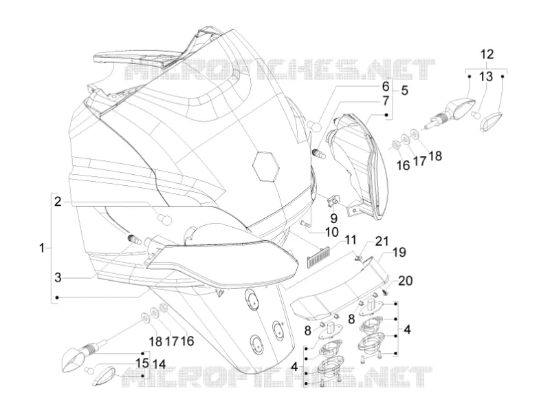 Rear headlamps - Turn signal lamps PIAGGIO PIAGGIO-SCOOTER 500 MP3 2012  MP3 500 Sport