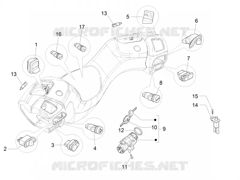 Selectors - Switches - Buttons PIAGGIO PIAGGIO-SCOOTER 500 MP3 2013  MP3 500 Business