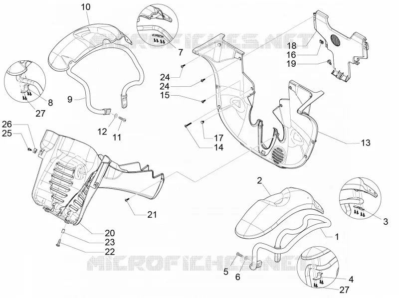 Wheel huosing - Mudguard PIAGGIO PIAGGIO-SCOOTER 500 MP3 2017  MP3 500 Business ABS E4