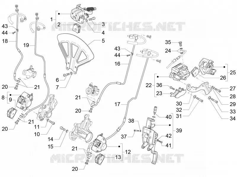 Brakes pipes - Calipers (ABS) PIAGGIO PIAGGIO-SCOOTER 500 MP3 2017  MP3 500 Sport E4