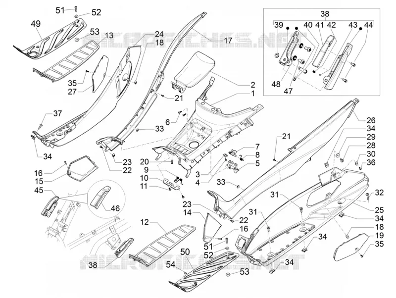 Central cover - Footrests PIAGGIO PIAGGIO-SCOOTER 500 MP3 2017  MP3 500 Sport E4