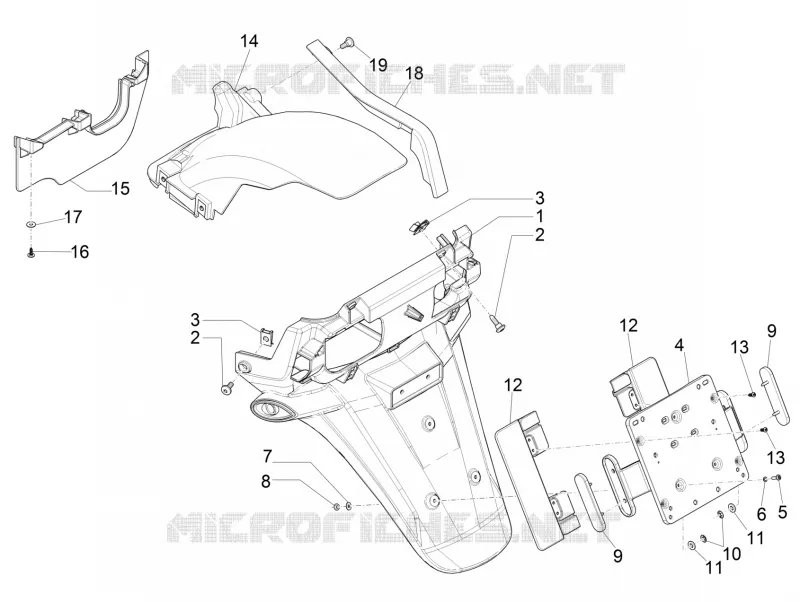 Rear cover - Splash guard PIAGGIO PIAGGIO-SCOOTER 500 MP3 2017  MP3 500 Sport E4