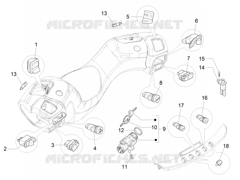 Selectors - Switches - Buttons PIAGGIO PIAGGIO-SCOOTER 500 MP3 2016  MP3 500 Business E4