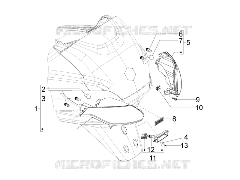 Rear headlamps - Turn signal lamps PIAGGIO PIAGGIO-SCOOTER 500 MP3 2011  MP3 500 Business