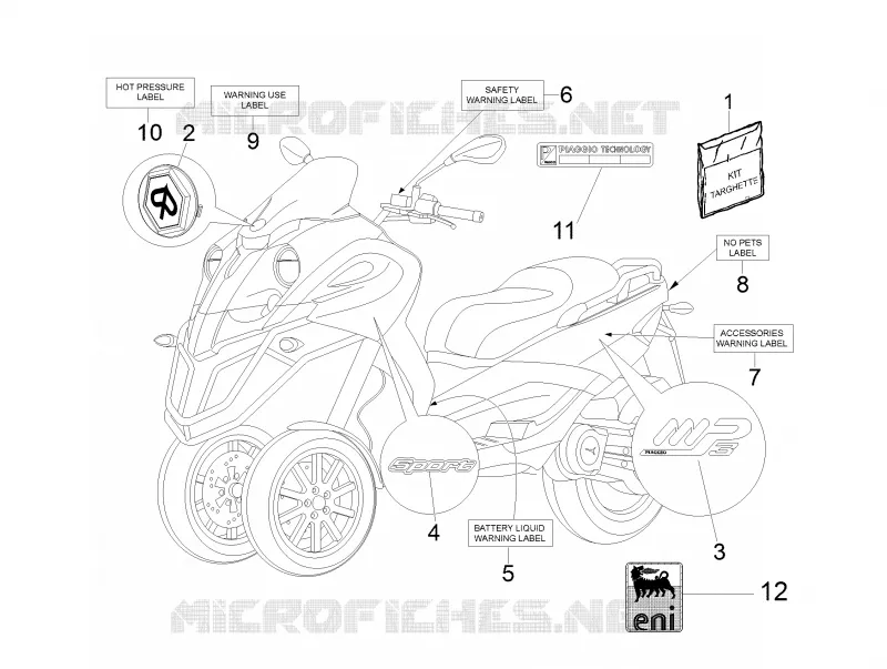 Plates - Emblems PIAGGIO PIAGGIO-SCOOTER 500 MP3 2010  MP3 500 Sport