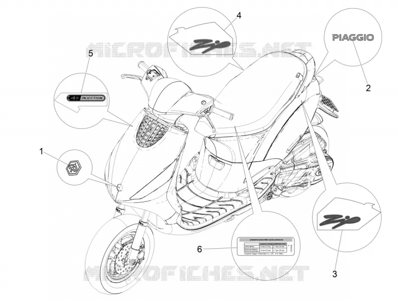 Plates - Emblems PIAGGIO PIAGGIO-SCOOTER 50 ZIP 2018  Zip 50 4T 25Km/h E4