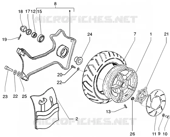 Rear wheel GILERA GILERA-SCOOTER 125 RUNNER 2003  Runner 125 VX 4T