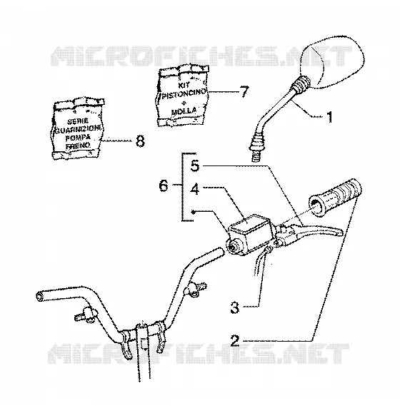 Handlebars component parts (vehicle with rear hub brake) GILERA GILERA-SCOOTER 180 RUNNER 1999  Runner 180 FXR 2T