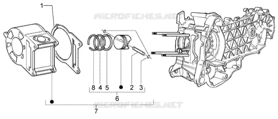 Cylinder-piston-wrist pin, assy VESPA VESPA-SCOOTER 200 GRANTURISMO 2005  Granturismo L